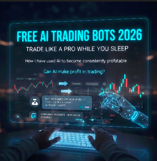 A four panel collage showcasing AI trading tools