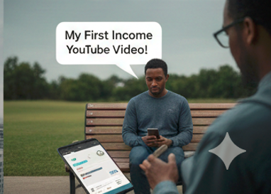 A young creator outdoors recording his first YouTube video