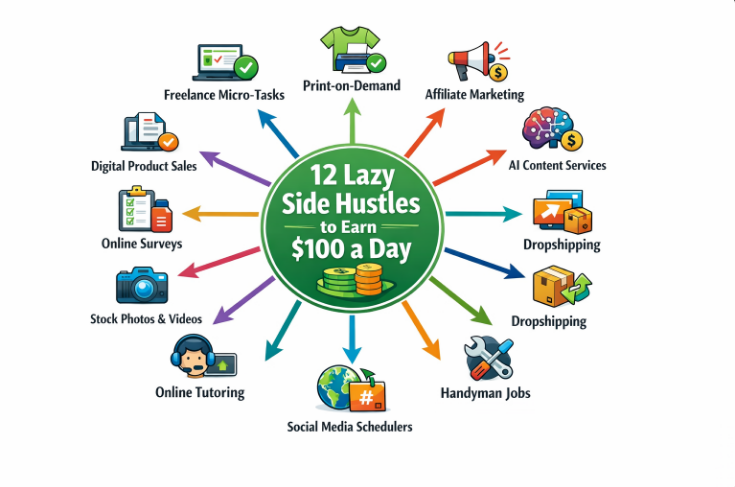 image showing a 12 Lazy Side Hustles to Earn $100 a Day