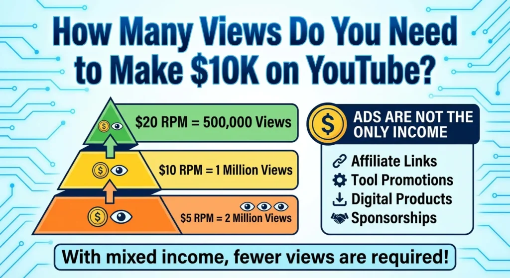 image showing how many view do you need to make 10K on you tube